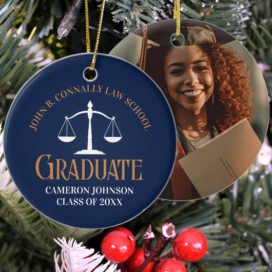 Blue Gold Law School Abschluss Weihnachten Keramik Ornament