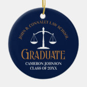 Blue Gold Law School Abschluss Weihnachten Keramik Ornament (Vorne)