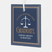 Blue Gold Law School Abschluss Weihnachten Ornament Aus Glas (Vorderseite links)