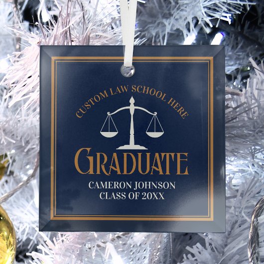 Blue Gold Law School Abschluss Weihnachten Ornament Aus Glas