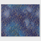 Blue Gold Leaf Mitternacht Eleganter Effekt Geschenkpapier (Flach)