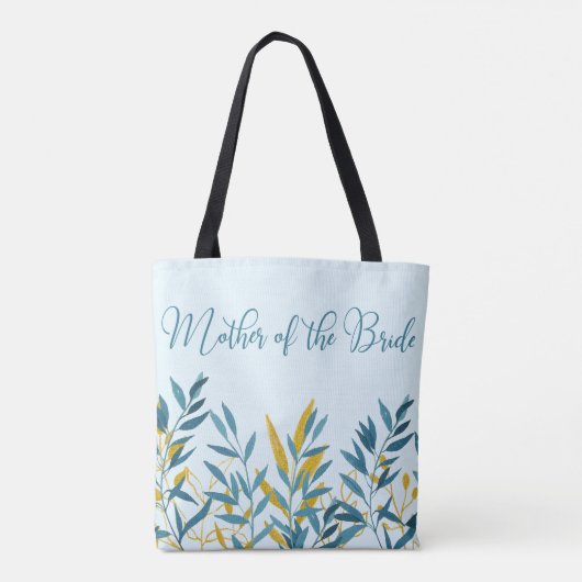 Blue Gold Leaf Mutter von Bride Wedding Geschenk Tasche (Rückseite)