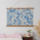 Blue Gold Leaf Wandteppich Mit Holzrahmen (Schlafzimmer)