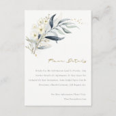 Blue Gold Leafy Botanical Floral Wedding Details Begleitkarte (Vorderseite)