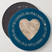 Blue Gold Liebe Peace Kindness Herz inspirierend Button (Vorne & Hinten)