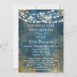 Blue Gold Lights School Wiedersehen Einladung
