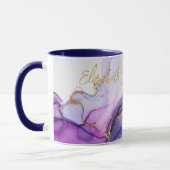 Blue Gold Lila Watercolor Monogram Name Gift Tasse (Links)