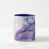 Blue Gold Lila Watercolor Monogram Name Gift Tasse (Zentrum)