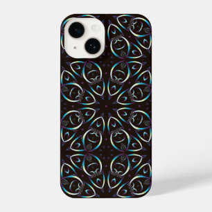 Blue Gold Lilac Glow Mandala Muster iPhone 14 Hülle