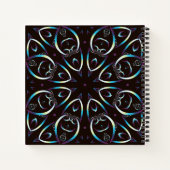 Blue Gold Lilac Glow Mandala Muster Notizblock (Rückseite)