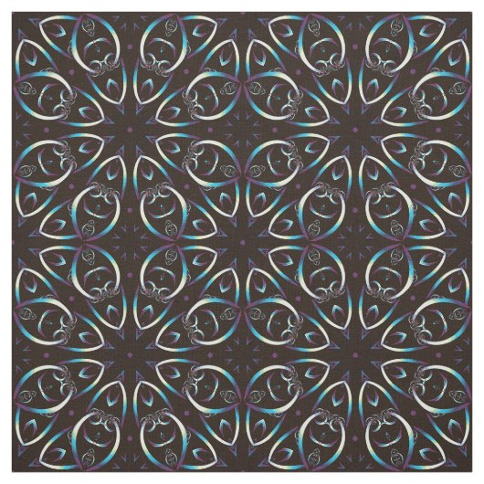 Blue Gold Lilac Glow Mandala Muster Stoff (Muster)