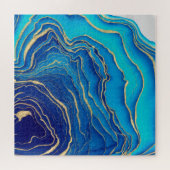 Blue Gold Liquid Painting Fluid Art Abstrakt Puzzle (Horizontal)