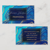 Blue Gold Liquid Painting Fluid Art Abstrakt Visitenkarte (Vorne/Hinten)