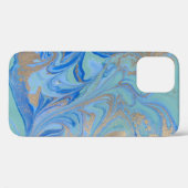 Blue Gold Liquid Watercolor Texture Case-Mate iPhone Hülle (Rückseite (Horizontal))