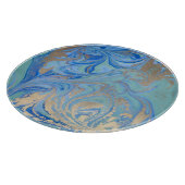 Blue Gold Liquid Watercolor Texture Schneidebrett (Ecke)