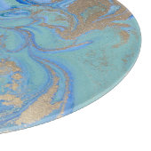 Blue Gold Liquid Watercolor Texture Schneidebrett (Ecke)