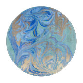 Blue Gold Liquid Watercolor Texture Schneidebrett (Vorderseite)