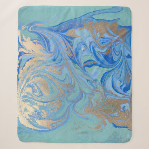 Blue Gold Liquid Watercolor Texture Sherpadecke