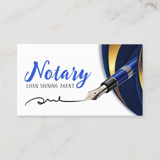 Blue Gold Loan Signing Agent Notary Public Visitenkarte (Vorderseite)
