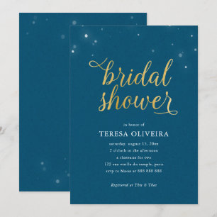 Blue Gold Look Brautparty Lights Einfache Elegant Einladung