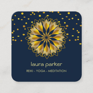 Blue Gold Lotus Blume Yoga Quadratische Visitenkarte