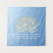 Blue Gold Lotus Yoga Meditation Instructor Quotes Wandteppich (Vorderseite)