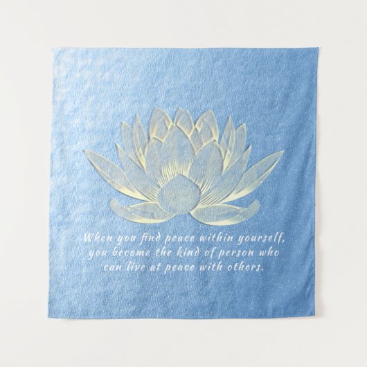 Blue Gold Lotus Yoga Meditation Instructor Quotes Wandteppich (Vorderseite)
