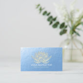 Blue Gold Lotus Yoga Meditation Reiki Instructor Visitenkarte (Stehend Vorderseite)