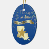 Blue Gold Louisiana Star Keramik Ornament (Links)