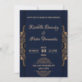 Blue Gold Luxury Wedding Einladung
