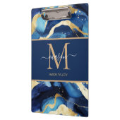 Blue Gold Mable Modern Monogram Script Name Clip Klemmbrett (Links)