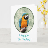 Blue & Gold Macaw mit Jungle Background Karte (Gelbe Blume)