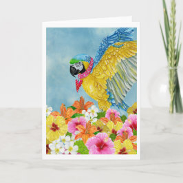 Blue & Gold Macaw Watercolor Blank Grußkarte Karte
