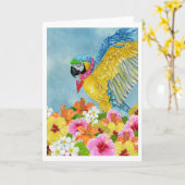 Blue & Gold Macaw Watercolor Blank Grußkarte Karte (Gelbe Blume)