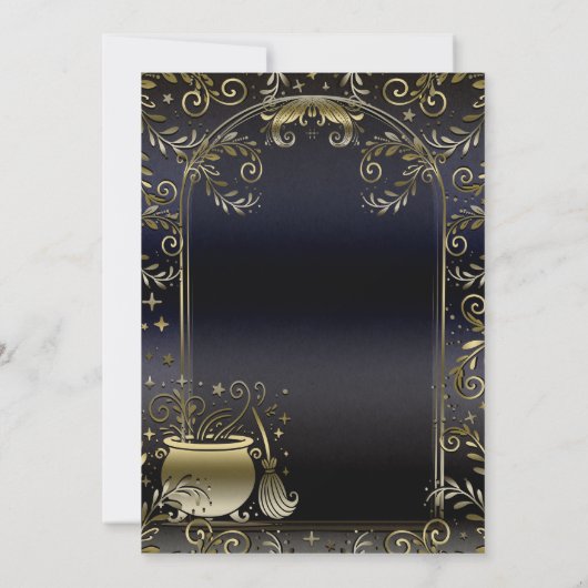 Blue Gold Magic Whimsical Wicca Hexen Ansammlung Einladung (Rückseite)