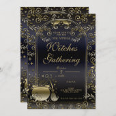 Blue Gold Magic Whimsical Wicca Hexen Ansammlung Einladung (Vorne/Hinten)