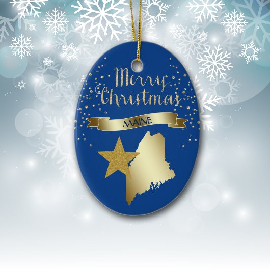 Blue Gold Maine Star Keramik Ornament