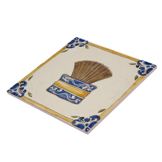 Blue & Gold Makeup Brush oder Shave Brush Badezimm Fliese (Seite)