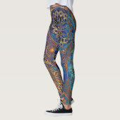 Blue Gold Mandala Celestial Steampunk Pattern Leggings (Links)