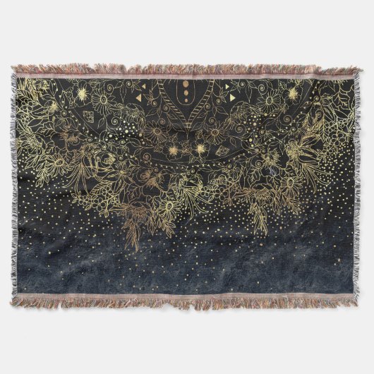 Blue Gold Mandala Floral Decke (Vorderseite)