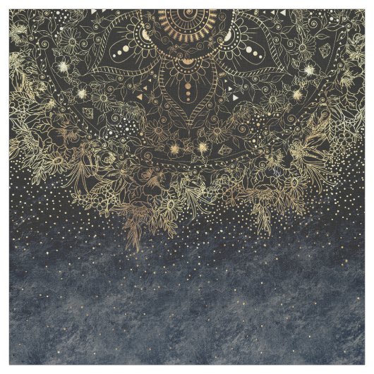 Blue Gold Mandala Floral Stoff (Muster)