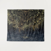 Blue Gold Mandala Floral Wandteppich (Vorderseite (Horizontal))