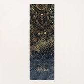 Blue Gold Mandala Floral Yogamatte (Vorderseite)