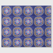 Blue Gold Mandala Glossy Wrapping Paper Geschenkpapier (Flach)