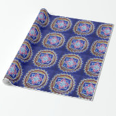 Blue Gold Mandala Glossy Wrapping Paper Geschenkpapier (Ungerollt)