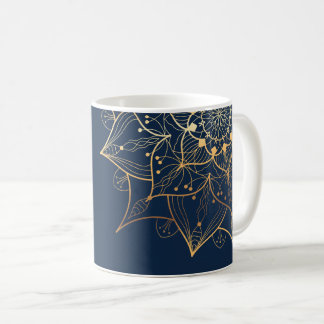 Blue & Gold Mandala | Islamische Kunst Inspiriert Kaffeetasse