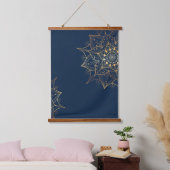 Blue & Gold Mandala | Islamische Kunst Inspiriert Wandteppich Mit Holzrahmen (Schlafzimmer)