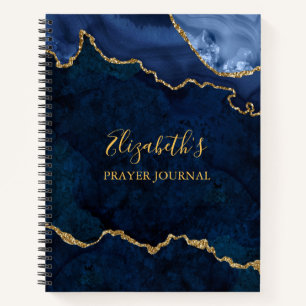 Blue Gold Marble Agate Geode Prayer Journal Notizblock