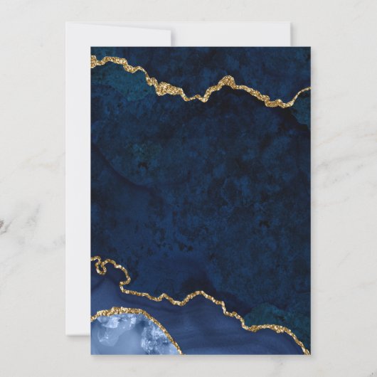 Blue Gold Marble Agate Graduation Party Einladung (Rückseite)