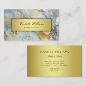 Blue Gold Marble Agate Visitenkarte (Vorne/Hinten)